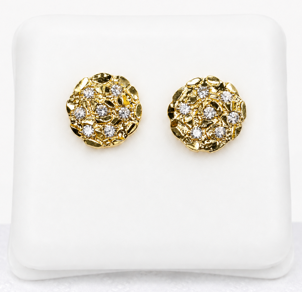 Round nugget w/ cz- Gold tone