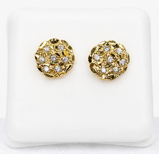 Round nugget w/ cz- Gold tone