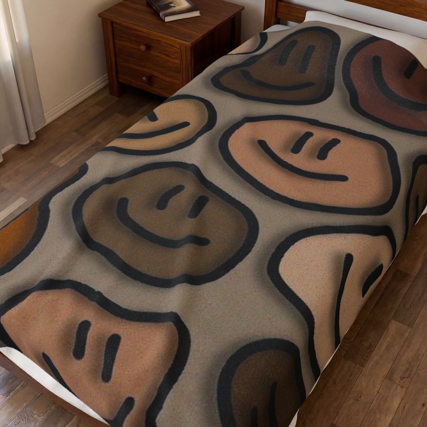 Neutral Smiles Plush Blanket