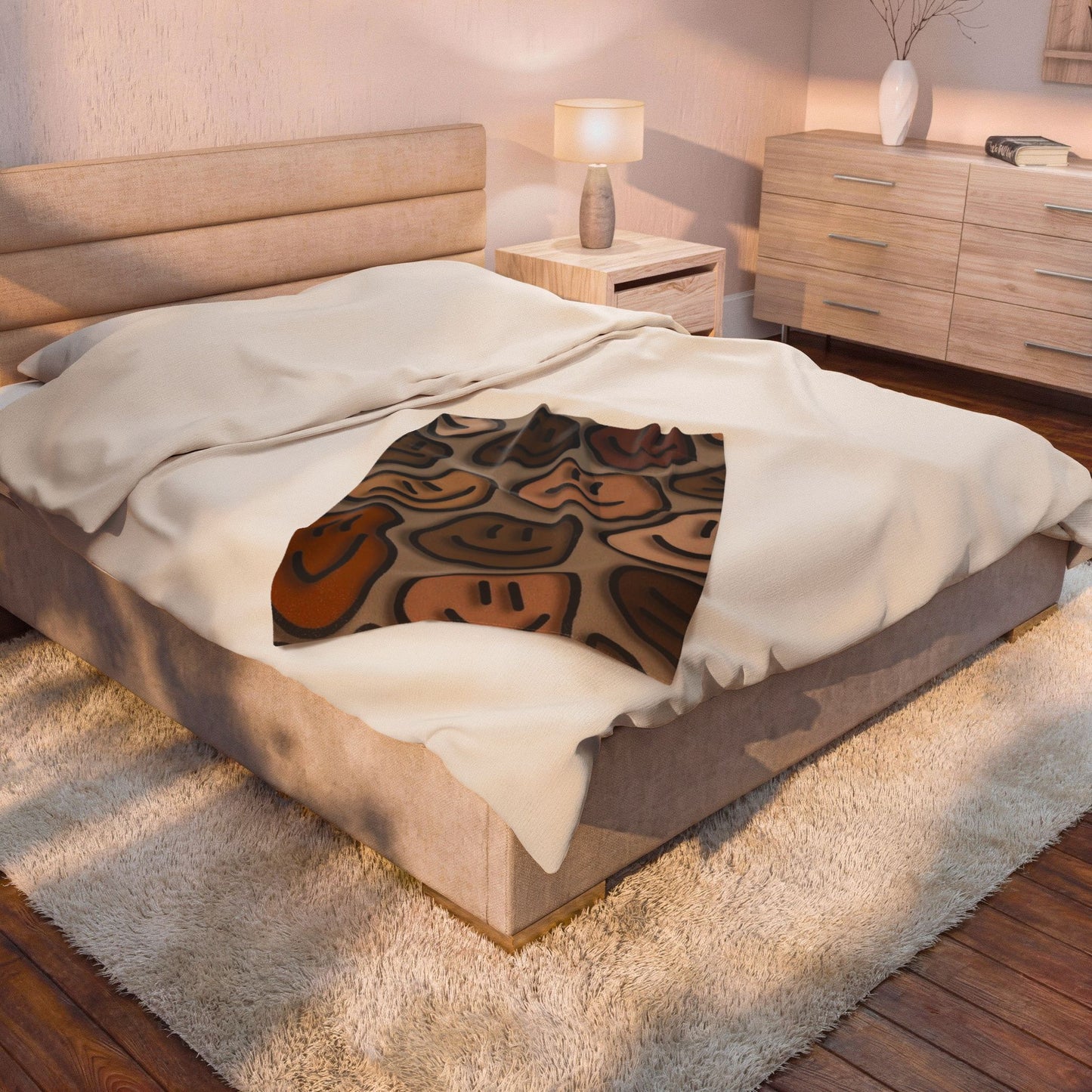 Neutral Smiles Plush Blanket