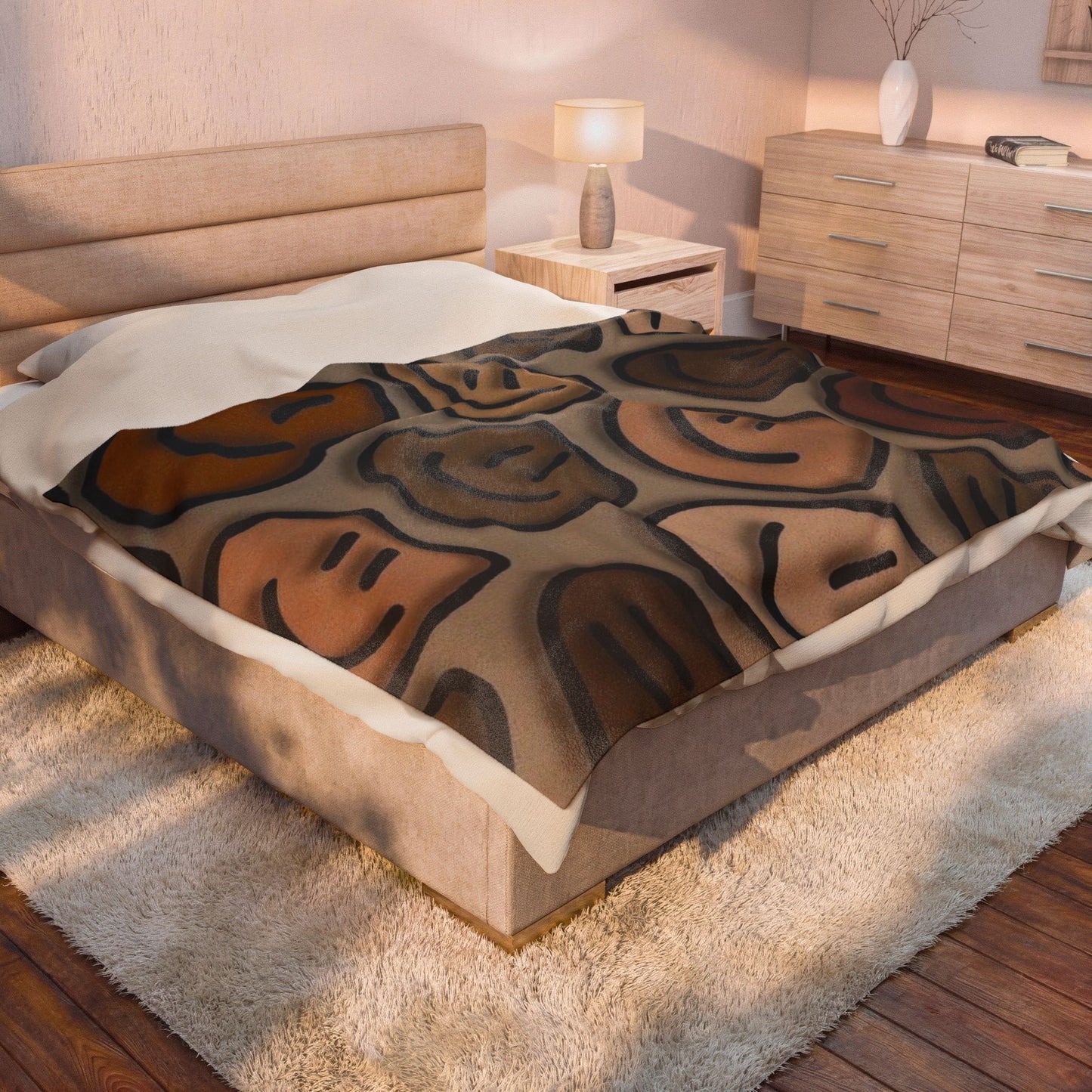 Neutral Smiles Plush Blanket