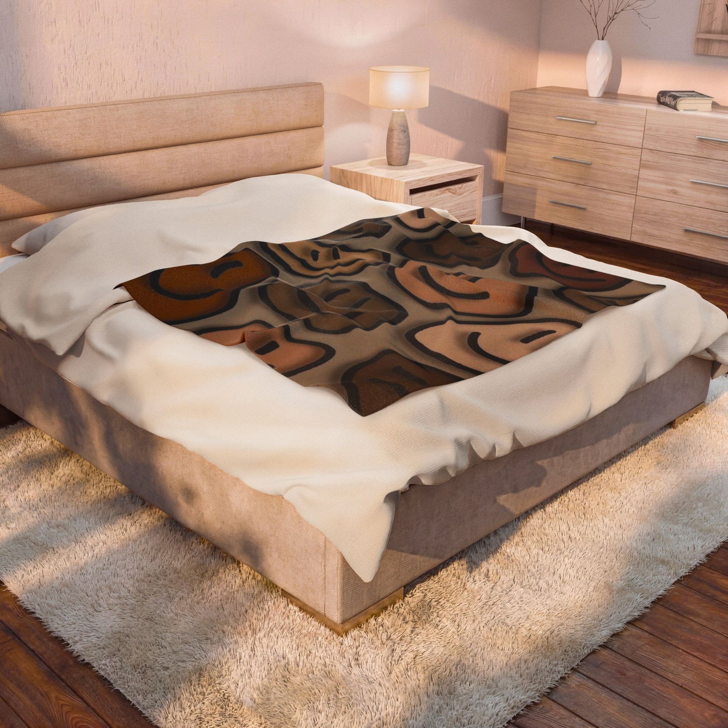 Neutral Smiles Plush Blanket