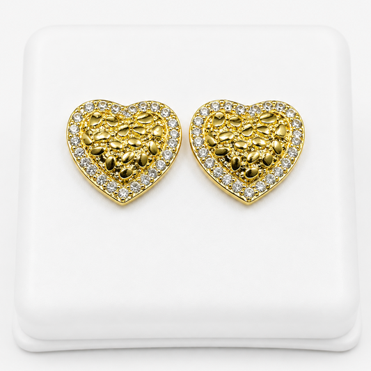 Heart nugget w/ cz- Gold tone