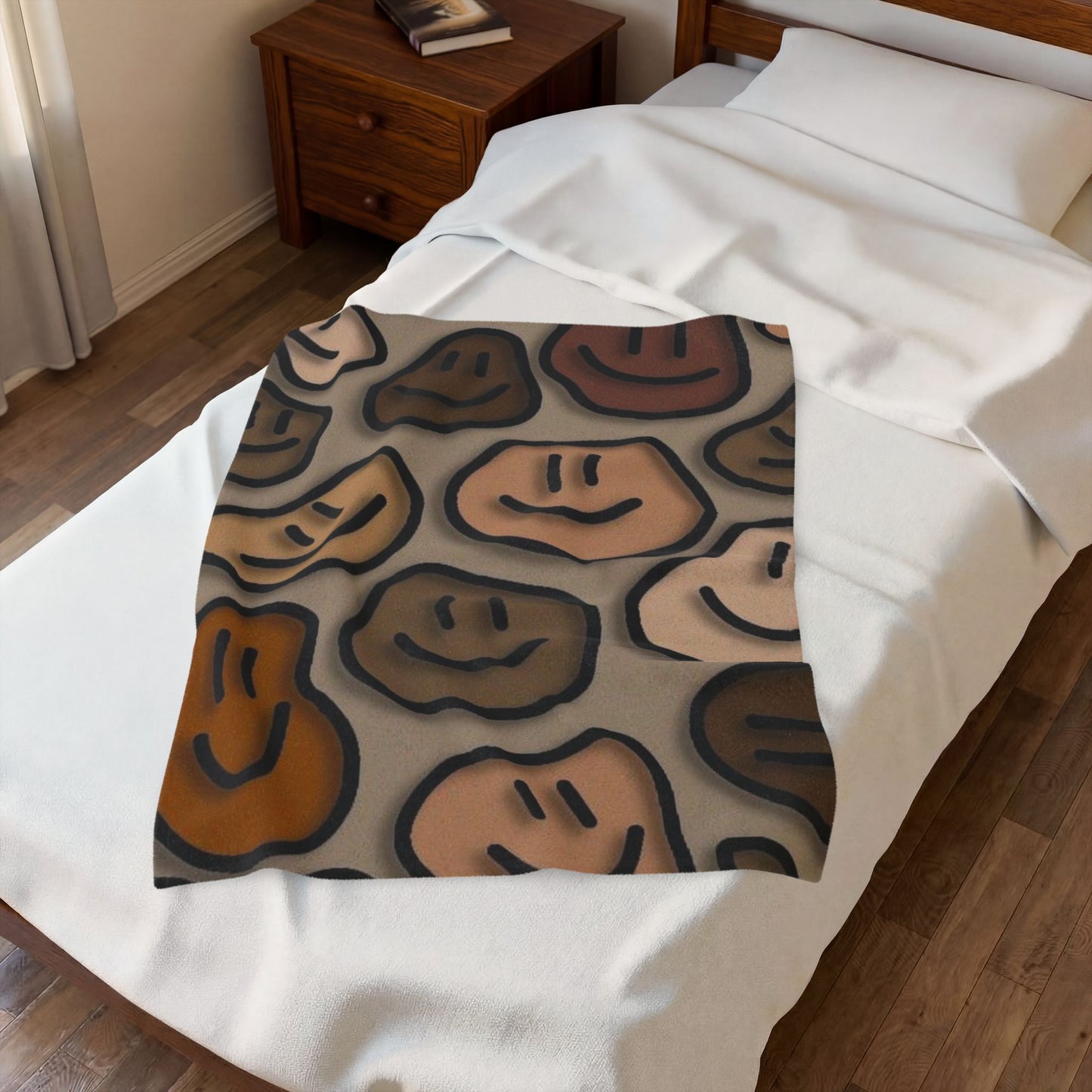 Neutral Smiles Plush Blanket