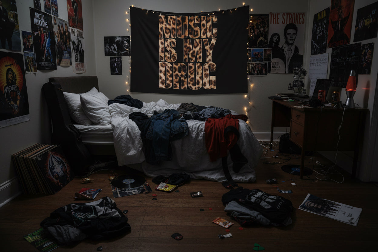 “Music is my dr*g” Wall tapestry