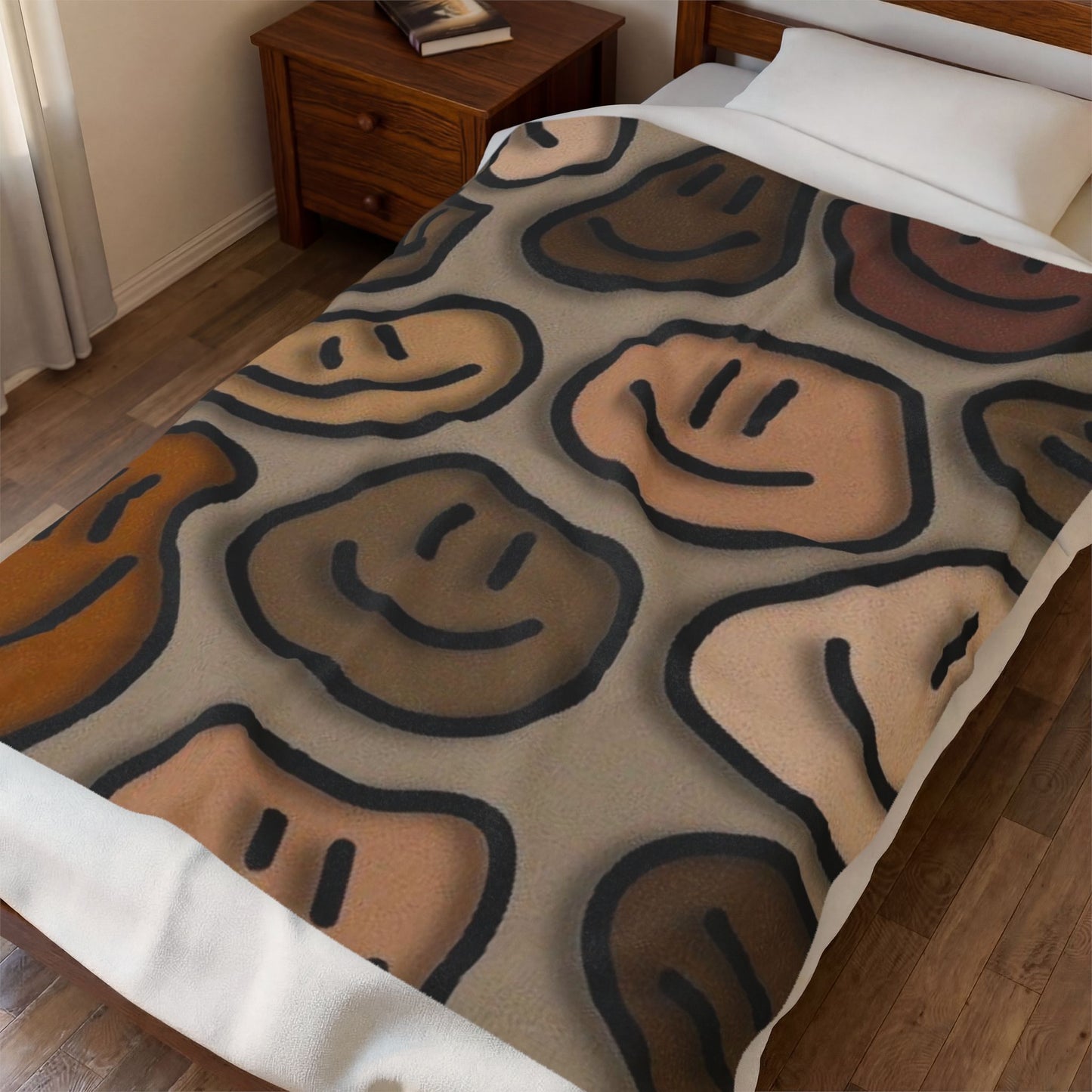 Neutral Smiles Plush Blanket